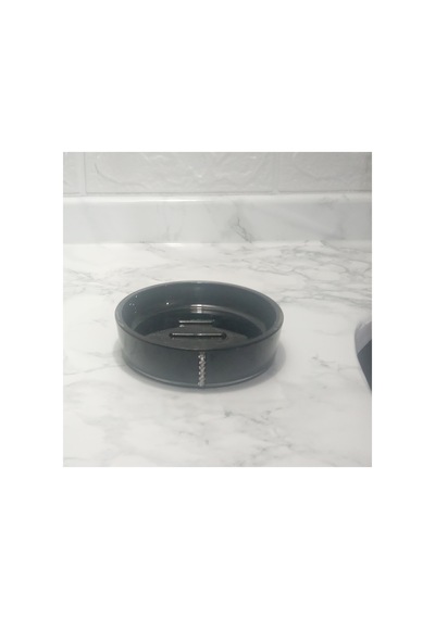 Buççin Online Mağaza Sabunluk Siyah Kristal Taşlı Akrilik 11x11x3cm Banyo Seti Akrilik Beyaz Çok Renkli