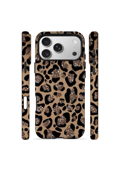 Velvoria Valestra Simli Leopar Apple iPhone Uyumlu 17 Pro Darbe Korumalı Kılıf Valestra Select - Simli Leopar
