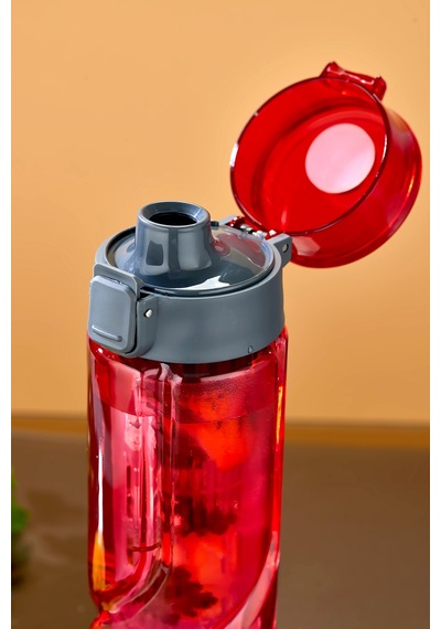 800 Ml Detoks Su Matarası Suluk Pipetli , Bpa Sız, Kilitli Ve Sızdırmaz Kapak - Kırmızı Kırmızı