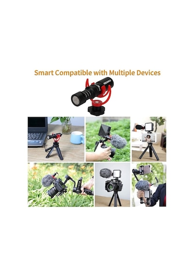 Samtıan Video Microphone - Vlog Kamera Ve Telefon İçin Yönlü Mikrofon Ve Mini Tripod Stand Seti