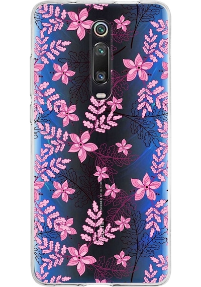 Xiaomi Mi 9t Pro Uyumlu Kapak Floral Pembe Tasarımlı Şeffaf Silikon Kılıf