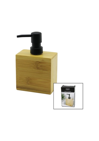 Dikdörtgen Ahşap Bambu Sıvı Sabunluk Siyah Plastik Pompa 5.8 X 9.9cm - Y: 10cm Bx40 Çok Renkli