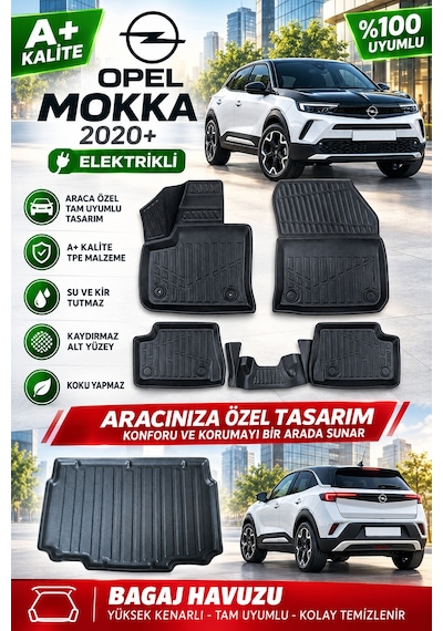 Opel Mokka 2025 Model Elektrikli Havuzlu Paspas Takımı + Alt Bagaj Havuzu -modx-
