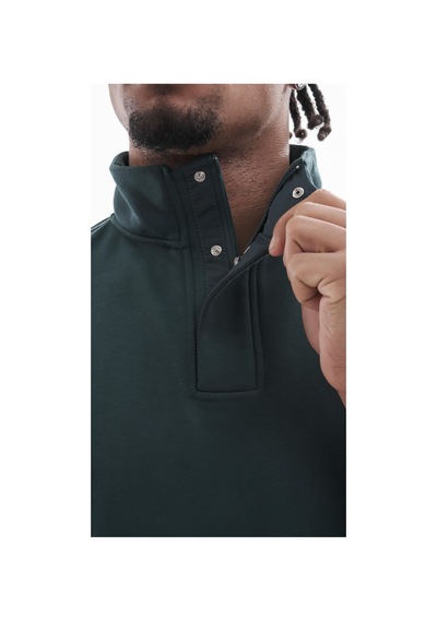 Boğazlı Sweatshirt Koyu Yeşil