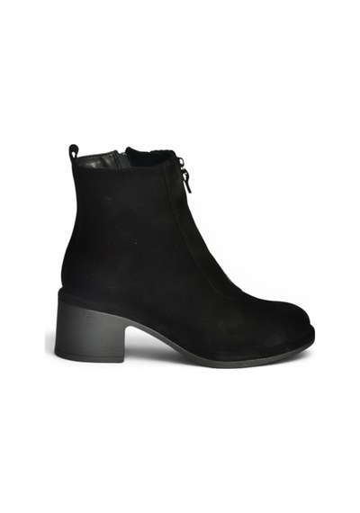 Fox Shoes Z555671002 Siyah Hakiki Deri Süet Kalın Topuklu Kadın Bot