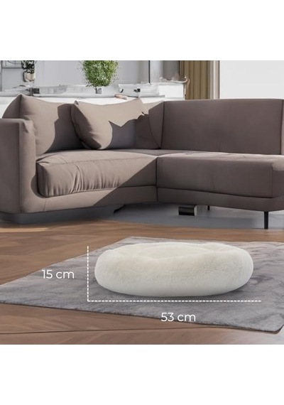 Peluş Kedi Ve Köpek Yatağı Beyaz Renkte, Pugalo Ekonomik Kedi Yatağı Beyaz