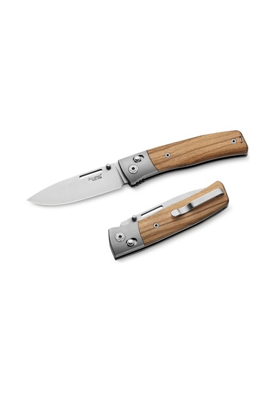 Lionsteel Nini Olive Wood - Titanium Bolster Kamp Çakı Kahverengi