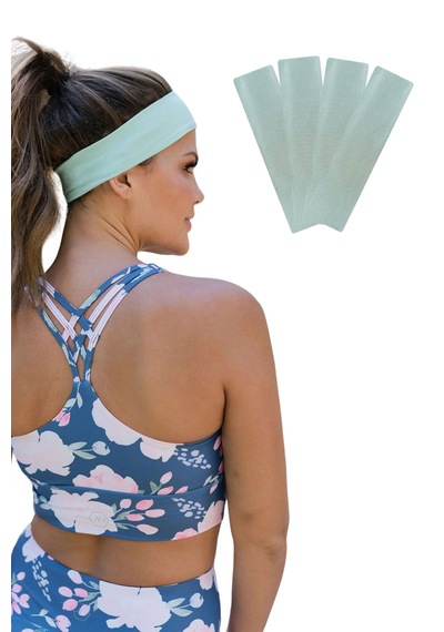 4lü Saç Bandı Pamuk Kadın Bandana Spor Kafa Bandı Mint