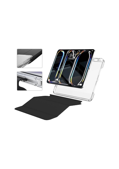Apple Uyumlu iPad Pro 13 2024 Kılıf Magnetik Ayrılabilen Airbagli Redclick Kalem Bölmeli Tablet Kılıfı