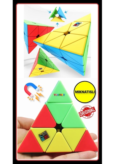 Moyu Meilong Pyramid Manyetik Bloklar- Mıknatıslı Stickersız Akıl Zeka Rübik Küp