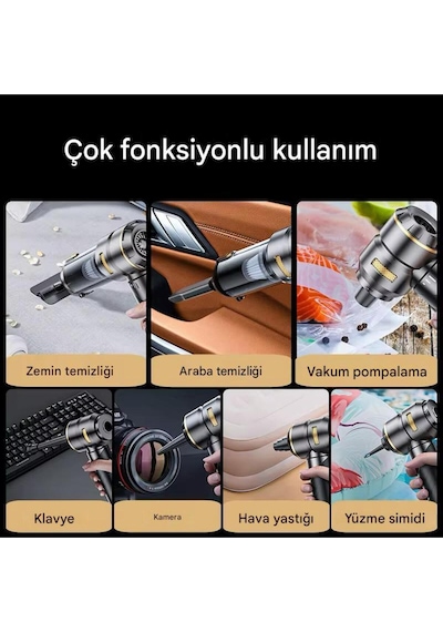 El Tipi Elektrikli Süpürge 100w Güçlü Motor Usb Şarjlı Araç Ev Koltuk Tüy Temizleyici