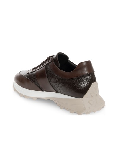 Cacharel Kahverengi Eva Taban %100 Deri Sneaker Ayakkabı