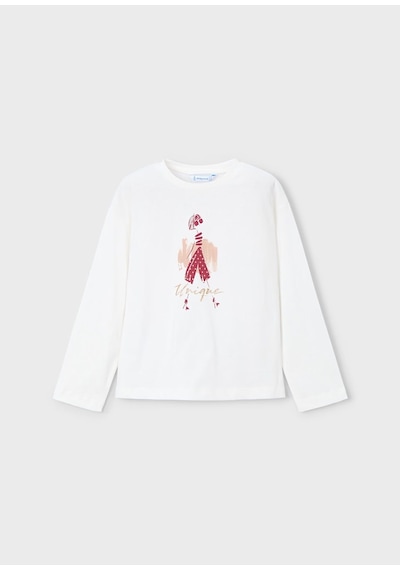 Mayoral Kız Çocuk Uzun Kollu T-shirt 4010 Krem