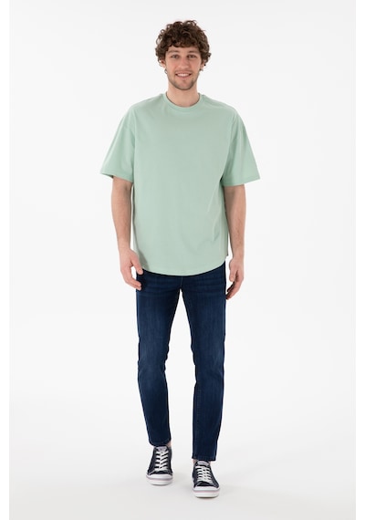 U.S. Polo Assn. Erkek Long Fit Bisiklet Yaka Su Yeşili Basic Tişört 50305988-VR048