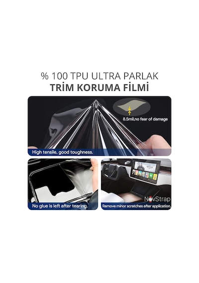 Novstrap Bmw 320 F30 2013-2018 İle Uyumlu Trim Koruyucu Film Seti Tpu Şeffaf Araç İçi Ppf Kaplama