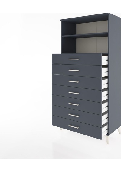 Hyperion Dolap 2 Raflı 7 Çekmeceli 88x44x182 Antrasit-antrasit Antrasit