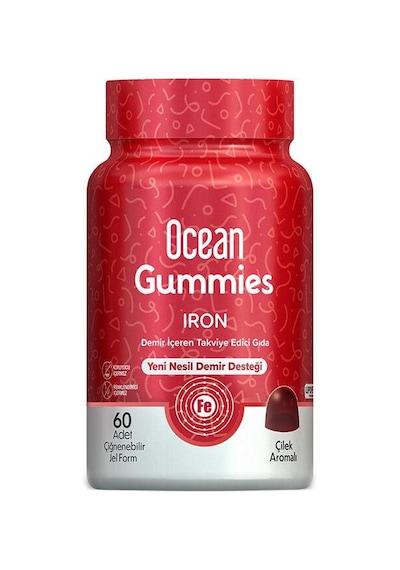 Orzax Ocean Gummies Iron Demir İçeren Takviye Edici Gıda 60 Adet Çiğnenebilir Jel Form