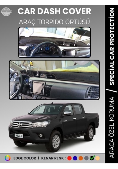 Toyota Hılux Revo 2015-2020 Torpido Örtüsü Ön Göğüs Koruma Araca Özel Uv Koruma - 375 Stiloto
