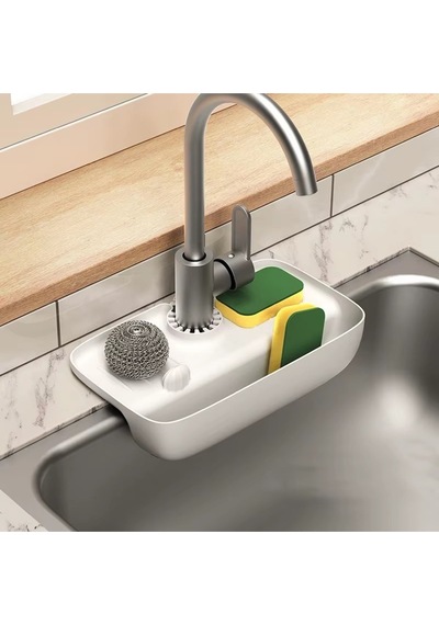 Beyaz Hazneli Elastik Musluk Matı Su Tutucu Düzenleyici Kaydırmaz Taban Organizer Mutfak Banyo Silik Diğer