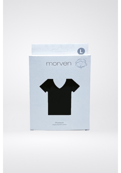 MORVEN  Erkek Siyah Basic V Yaka %100 Pamuk Atlet Fanila