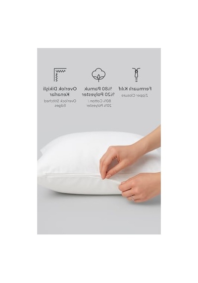 Beyaz Pamuklu Fermuarlı Yastık Kılıfı Seti, 10 Adet, 50x70 Cm Ölçülerinde Abanoz