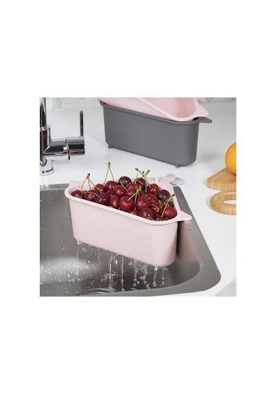 Plastik Lavabo Çöp Filtresi Ve Süzgeci - Silikon Vantuzlu Köşe Lavabo Organizeri - Yemek Artığı Süzme Ve Çöp Toplama Sepeti 18x18x9.5 Cm - Asorti