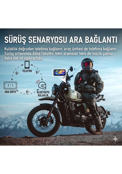 Kör Noktalı 6.25'' Lastik Basınç Sensörlü 2k Full Hd Motosiklet Kayıt Ve Navigasyon Sistemi