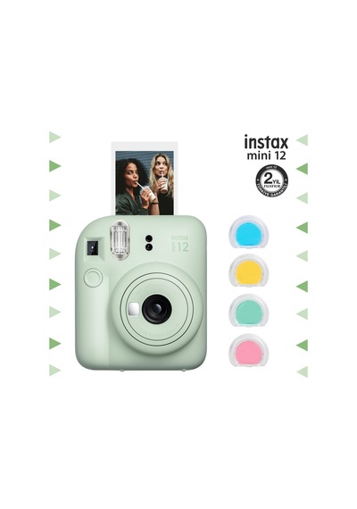 Fujifilm Instax Mini 12 Fotoğraf Makinesi + 4'lü Renkli Lens Seti Yeşil