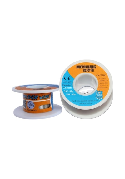 Mechanic Lehim Teli 0.6mm 42gr %63 Sn %37 Pb Fluxlu Profesyonel Smd Ve Mikro Lehim Teli