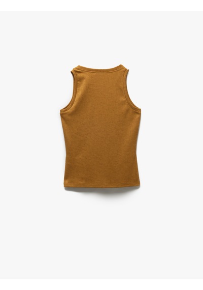 Koton Kolsuz Bisiklet Yaka Slim Fit Basic Atlet Kahverengi 5sak10020uk Kahve