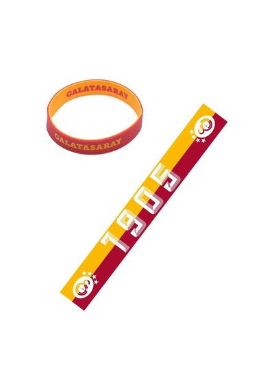 Galatasaray Lisanslı 1905 Şal Atkı Ve Sarı-kırmızı Bileklik Sarı - Kırmızı