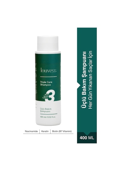 Louvess Biotin Keratin ve Kafein İle Güçlendirilmiş Saç Bakım Şampuanı 400 ML