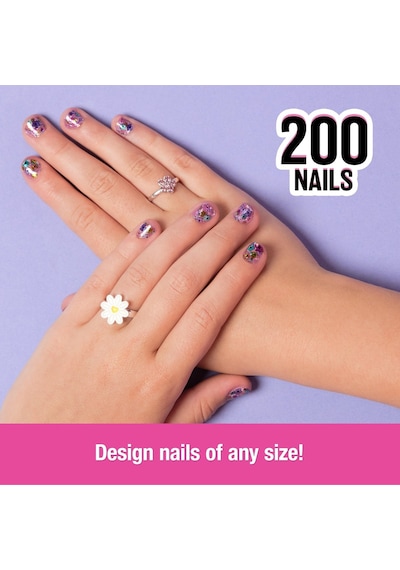 Cool Maker, Go Glam Studio Tırnak Seti, 4 Tasarımla 200 Tırnak Stili, 2 Cila Aplikatörü Ve Tırnak Maskesi, +7