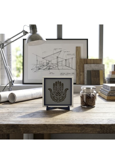 Minimalist Hamsa Motifli Modern Dekoratif Obje, Yaşam Alanınıza Vizyon Katan Estetik Hatıra 10x10 Cm
