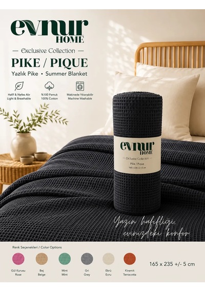 Evnur Home Lüks Pike Tek Kişilik 160x235 Antrasit