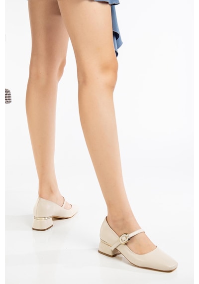 Suins Shoes Suins Henin Model Toka Detaylı Kadın Kısa Topuklu Ayakkabı Ten
