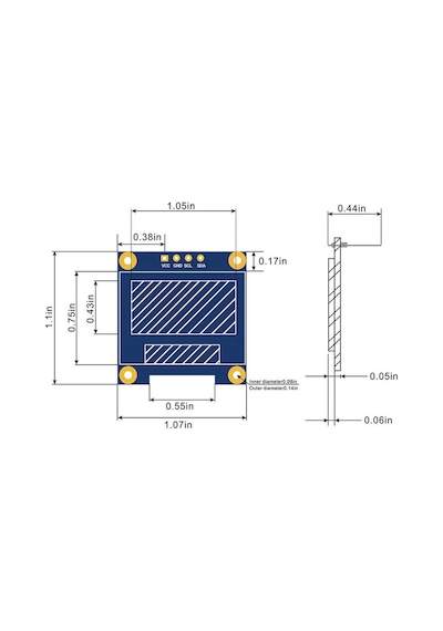 0.96" Mavi Oled Lcd Modül 128 x 64 Pixel IIC I2C Seri 0.96” Ekran Göstergesi