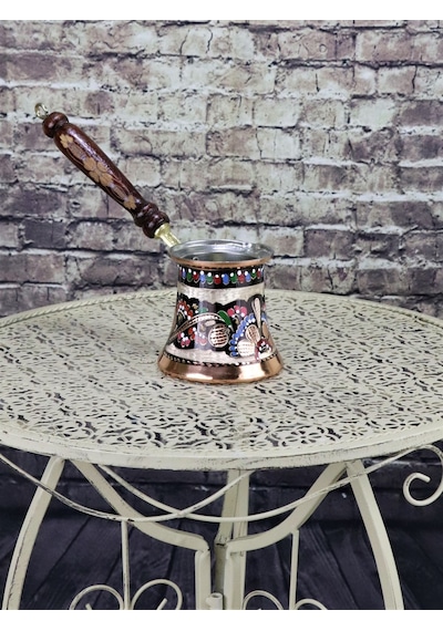 Gül Çiçek Bakır Cezve 5 Fincanlık