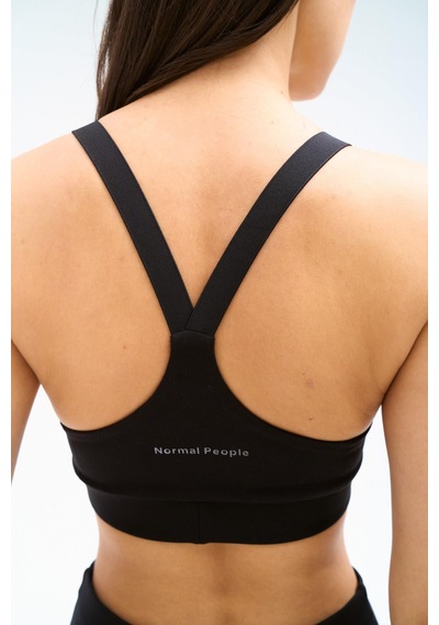 Normal People Vera - Biyeli Spor Bra Peach Skin Kumaş Siyah