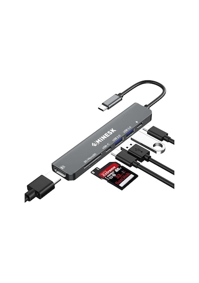 Mac İle Uyumlu Thunderbolt 3 Type-c Usb Adaptör Hub 8in1 4k Hdmı 100mbps Sd Kart Okuyucu 100w Pd Telefon Hızlı Şarj
