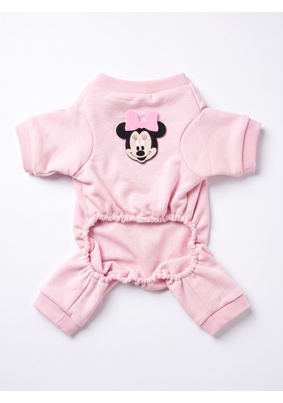 Pinkie Mouse Köpek Tulumu Pembe Kalın Penye Köpek Kıyafeti Sevimli Fare Ve Kurdele Detaylı
