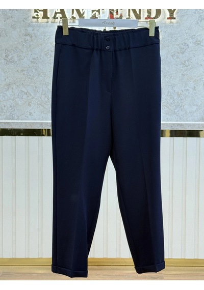 Sentez Sz-5514-l Lacivert Renk Beli Lastikli İnce Duble Paça Pantolon Çok Renkli