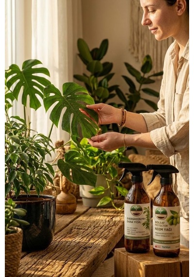 İkili Bakım Seti Evergreen Pro Sprey Daha Yeşil Bitki Besini Ve Bioleaf Protector Sprey Neem Yağı 1 L