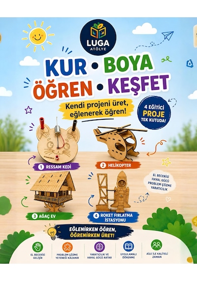 Stemist Box Anaokulu Yaz Seti - 4'lü Ahşap Stem Eğitim Seti - Aktivite Kutusu