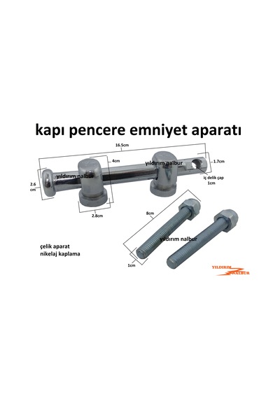 Kapı Emniyet Kilidi Çelik Krom Pimapen Kapı Emniyet Paratı Çelik