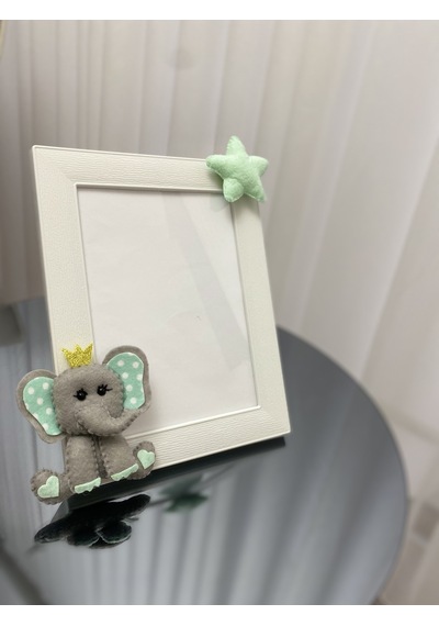 Bebek Odası Çerçeve Fil Figürlü Mint Yeşili