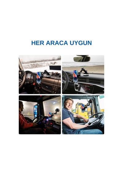 Araç Suv Kamyon Tır 360 Derece Ayarlanabilir Vantuzlu Telefon Tutucu Cz64339 1 Adet