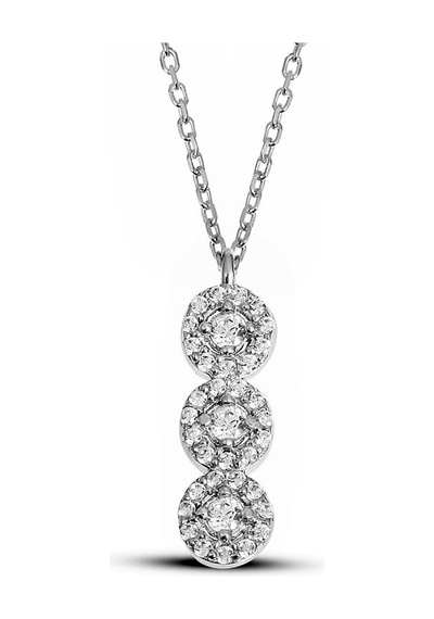 Zirkon Taşlı Gümüş Çiçek Dizisi Kolye - N138901