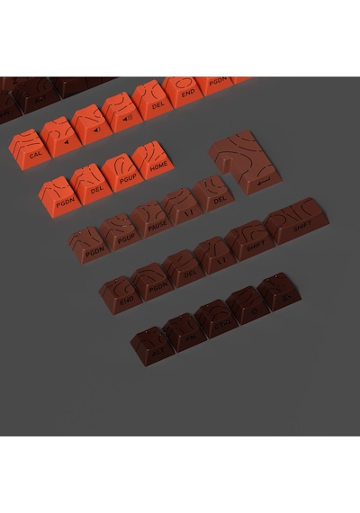 Mekanik Klavye Pbt Çift Baskı Keycap Seti Çizgi Desenli 137 Tuşlu Siyah - Kırmızı Tuş Takımı