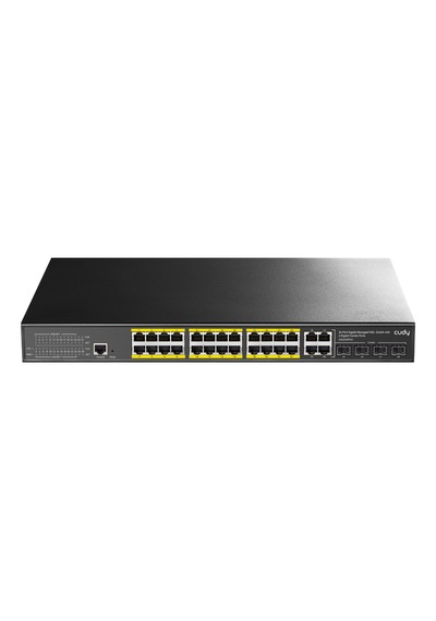 Cudy Switch 24 Port Gs2028ps4-300w Ge 4x1g Sfp&rj45 Combo 19" 1u Çelik Layer2 Yönetilebilir Poe+